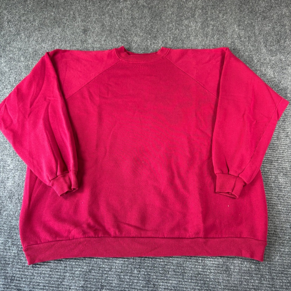 Vintage Red Raglan Crewneck Sweatshirt Blank Pullover 80s 90s XL 4591